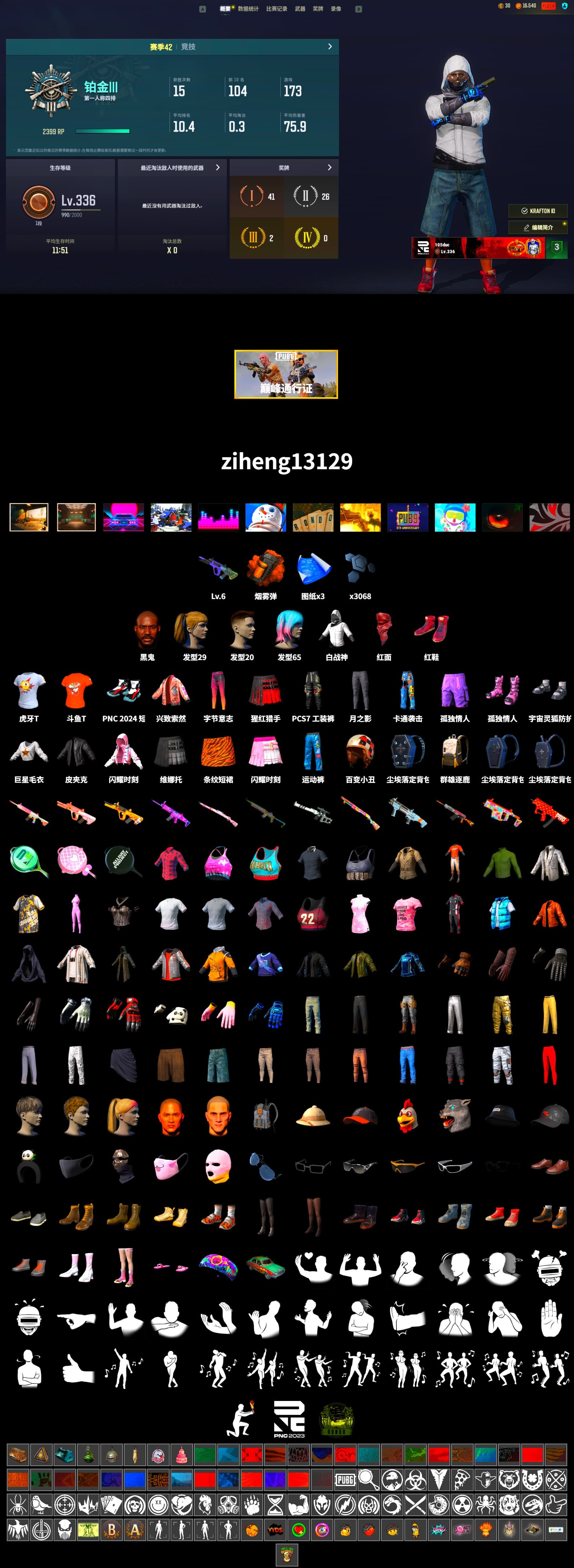 Orange Smoke Grenade, Hi-top Trainers (Red), Jonathan Kamau, PLAYERUNKNOWN's Bandana, Heavy Fur Coat (Black), Harley Quinn's Hair, HUYA T-shirt, DOUYU T-shirt - 2