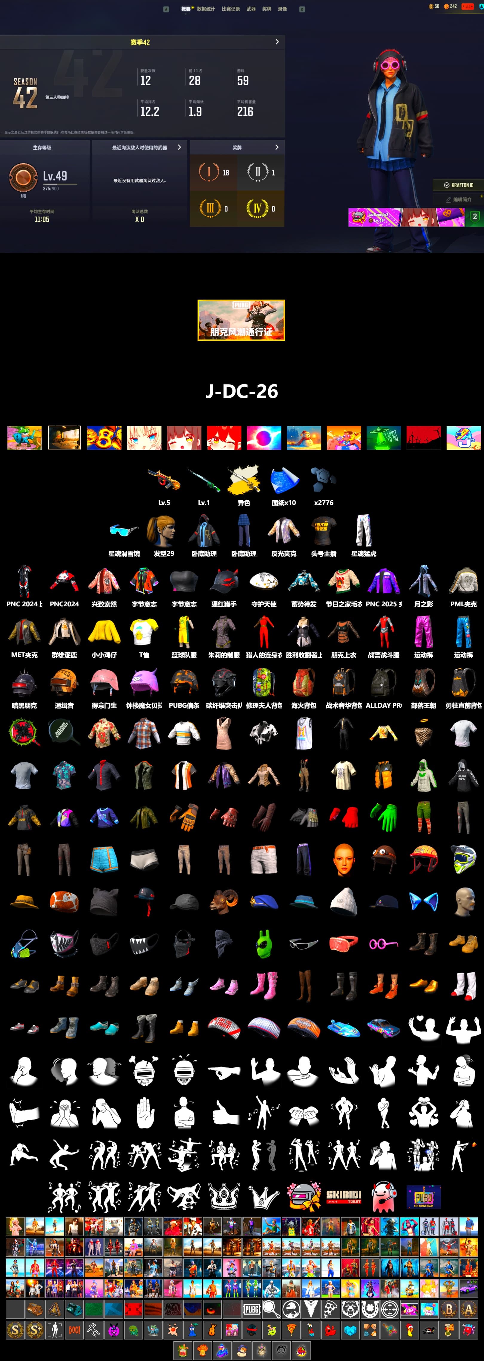 Cosmic Caliber - Kar98k (White Yellow), Harley Quinn's Hair, PML 2019 Phase 2 Jacket, XingHun's Tiger Strike Pants, MET Asia Series Distressed Jeans, StreamerOne - 2