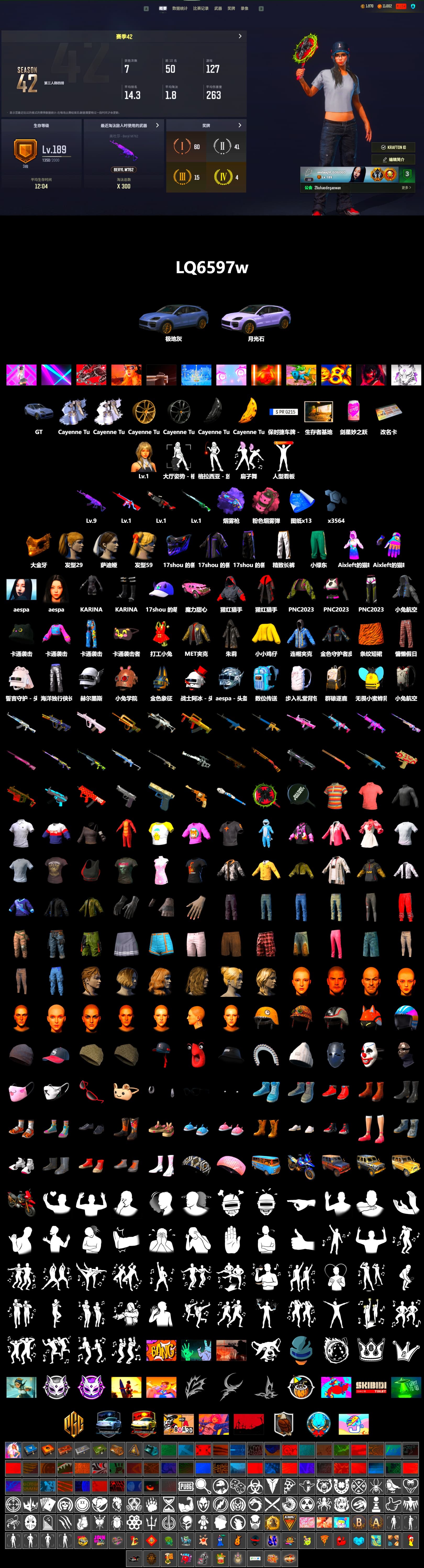 Pink Smoke Grenade, Purple Magical Mist — M79, «Cayenne Turbo GT» SUV, PGC 2021 Contingent Chaos Mask, Aespa, Harley Quinn's Hair, Exquisite Pants, MET Asia Series Distressed Jeans, Training Jacket (Green), GLL Grand Slam Sweatshirt - 2