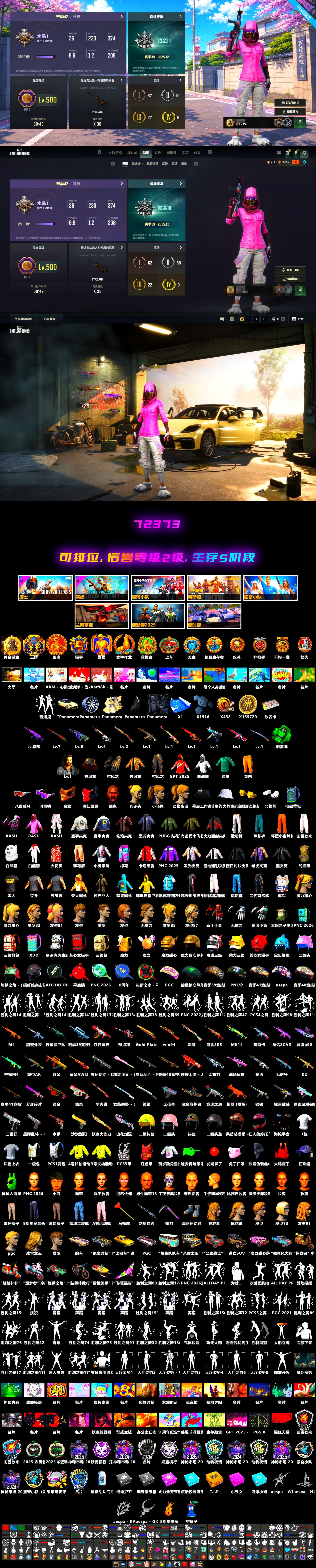 Sun Wukong — M24 [MAX], Sun Scorched — S1897 [1], Emerald Smoke Grenade, Medusa — Beryl M762, Neon Dream — AUG, Cyber Threat — Mk12, Yule Sleigh — Mini14, Winter Eclipse — MP5K, No Signal — M416, Tiger Hunter — Kar98k, PGC 2021 Contingent Chaos Mask, Snow Glasses, Jonathan Kamau, Harley Quinn's Hair, Rash Beixli Xtra Tough Jacket, Rash Beixli Xtra Tough Jacket, Danucd's Gloves, Demon's Touch — ACE32, «Panamera Turbo S» Sedan - 2