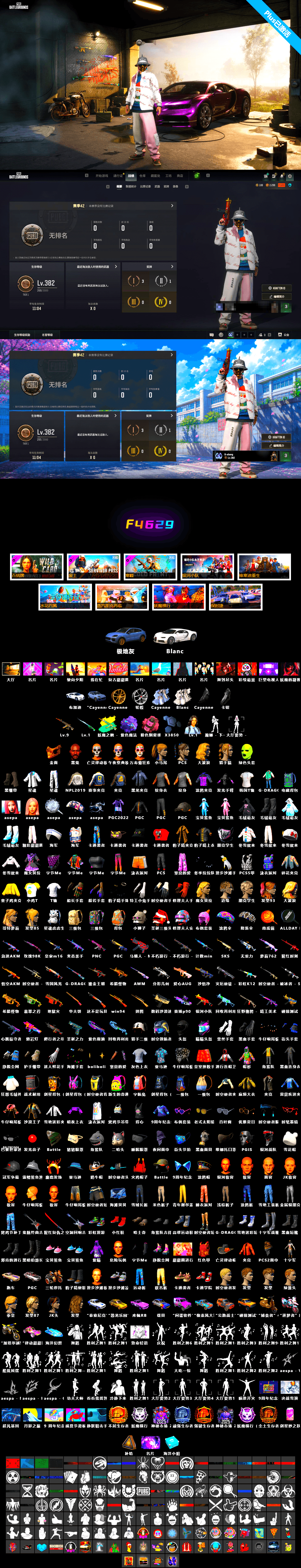 «Chiron» Sports Car, Hanna, Harley Quinn's Hair, Jonathan Kamau, PGC 2021 Contingent Chaos Mask, Demon's Touch — ACE32, Purple Magical Mist — M79, Aespa, «Chiron» Sports Car, «Cayenne Turbo GT» SUV, Cosmic Caliber - Kar98k - 2