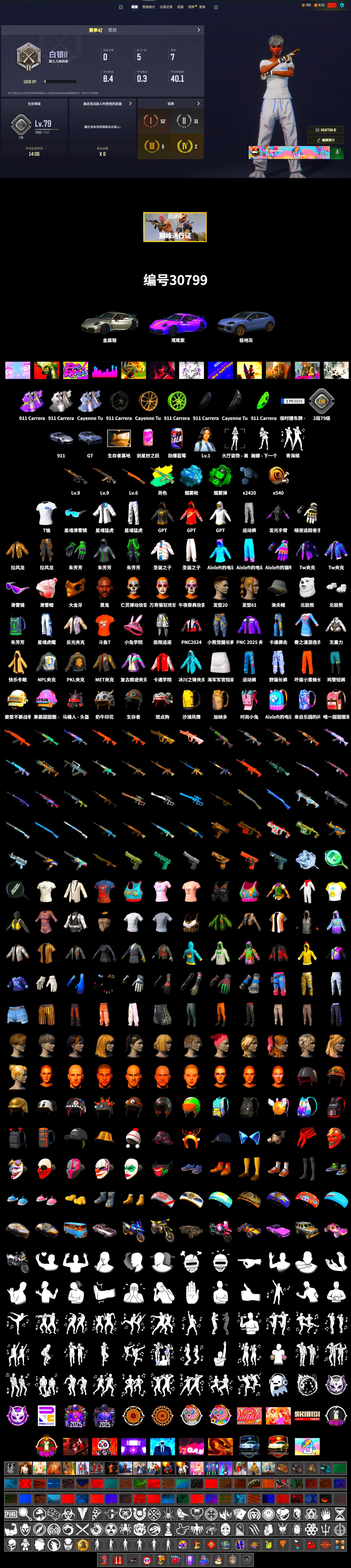 Emerald Smoke Grenade, Blue Magical Mist — M79, «911 Carrera GTS» Sports Car, «Cayenne Turbo GT» SUV, Jonathan Kamau, Snow Glasses, PGC 2021 Contingent Chaos Mask, SOOP T-Shirt, Polar Bear Feet, XingHun's Tiger Strike Jacket, XingHun's Tiger Strike Pants, NPL 2019 Phase 2 Jacket, PKL 2019 Phase 2 Jacket, Sha Wujing's Shorts, GPT 2025 Four Angry Men Jacket, DOUYU T-shirt - 2