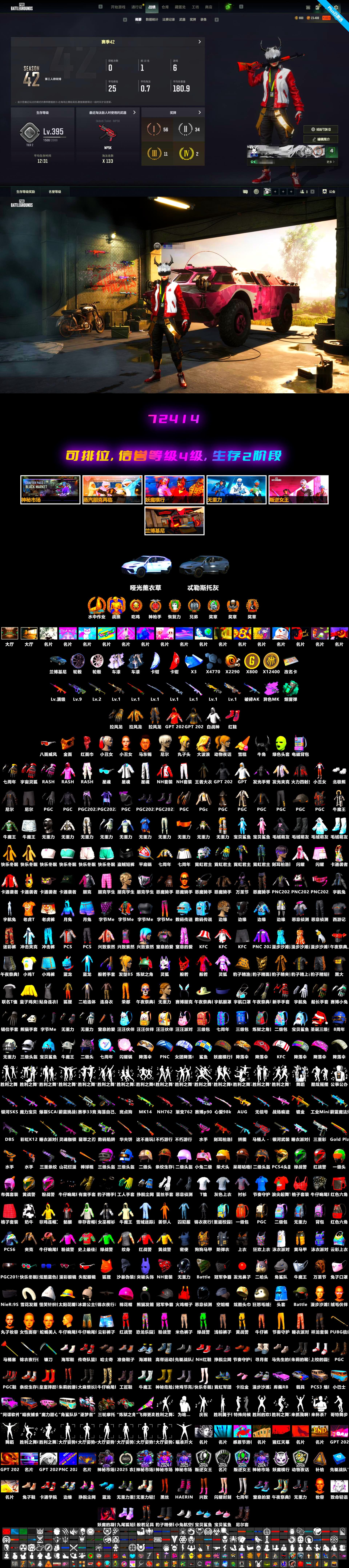 Neon Dream — AUG [MAX], Trick-or-treat — M416, Sha Wujing — Mini14, Sun Wukong — M24, Tiger Hunter — Kar98k, Cerberus — M249, Deadly Dollhouse — SLR, Demon Hunter — ACE32, Bunny Patrol — Mk12, Nier, 9S's Hairstyle, Harley Quinn's Hair, PGC 2021 Contingent Chaos Mask, Demon Biker Horns, Rash Beixli Xtra Tough Jacket, Rash Beixli Xtra Tough Jacket, Danucd's Gloves, Teal Smoke Grenade, Faded Ghost — AWM - 2