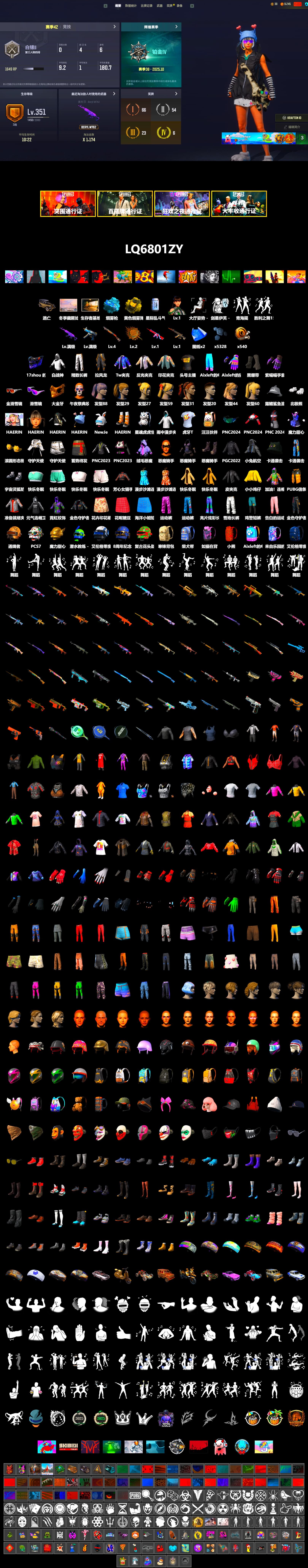 Yellow Smoke Grenade, Blue Magical Mist — M79, Duncan's Infiltrator Handwraps, Snow Glasses, PGC 2021 Contingent Chaos Mask, Pubg X Newjeans, Polar Bear Feet, Harley Quinn's Hair, Sideshow Bear Feet, Exquisite Pants, Sha Wujing's Shorts, StreamerOne, Festive Gloves (Red), HUYA T-shirt - 2