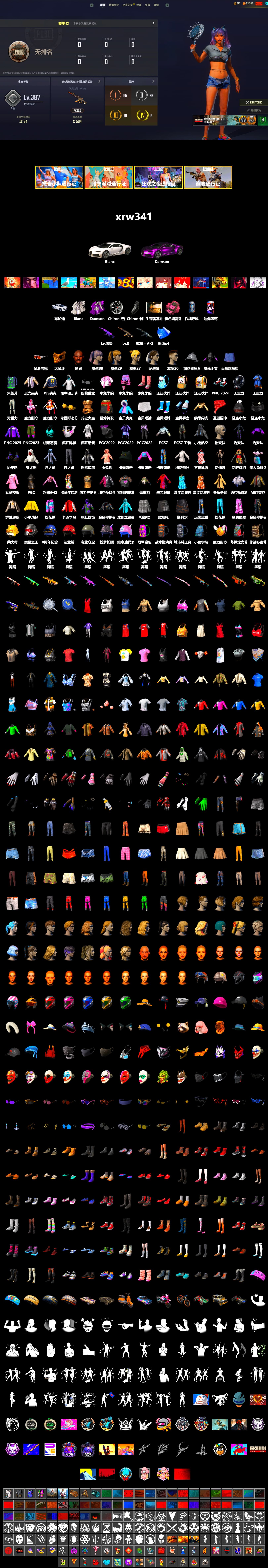 Pink Smoke Grenade, «Chiron» Sports Car, Jonathan Kamau, PGC 2021 Contingent Chaos Mask, Harley Quinn's Hair, Glory — AKM, PJS 2019 Phase 2 Jacket, Full Autumn — M416 - 2