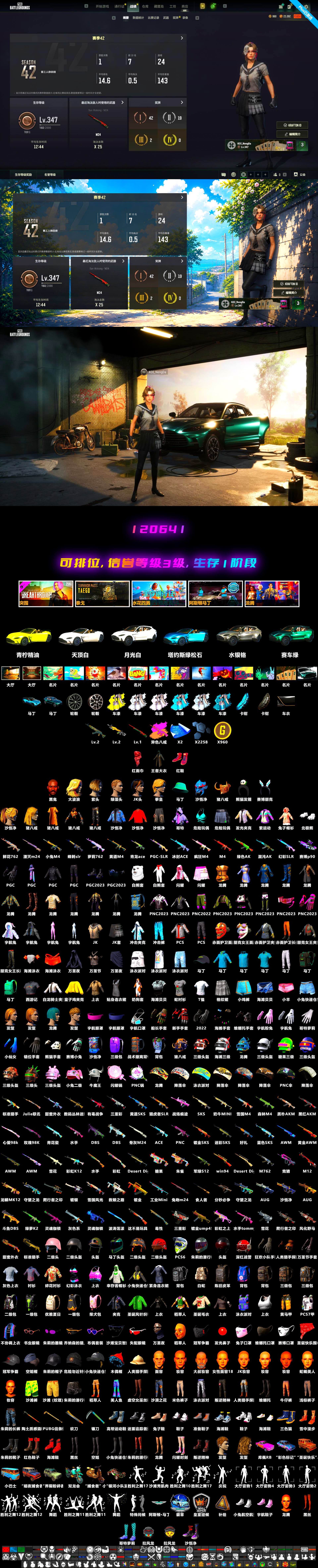 Bunny Patrol — Mk12, Azure Dragon — Beryl M762, Sun Wukong — M24, Zhu Bajie — M416, Jonathan Kamau, Danucd's Gloves, Zhu Bajie — M416 (Magenta Peach), «V12 Vantage Roadster (Luxe)» Sports Car, «DBX707» SUV - 2