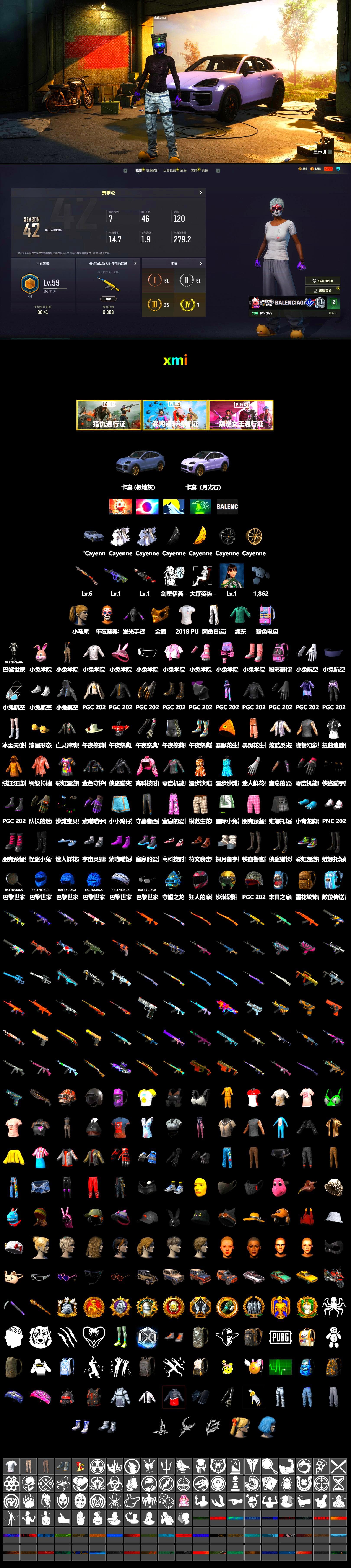 «Cayenne Turbo GT» SUV, PGC 2021 Contingent Chaos Mask, Harley Quinn's Hair, 2018 PUBG ALL-STAR T-shirt (Korean) - 2