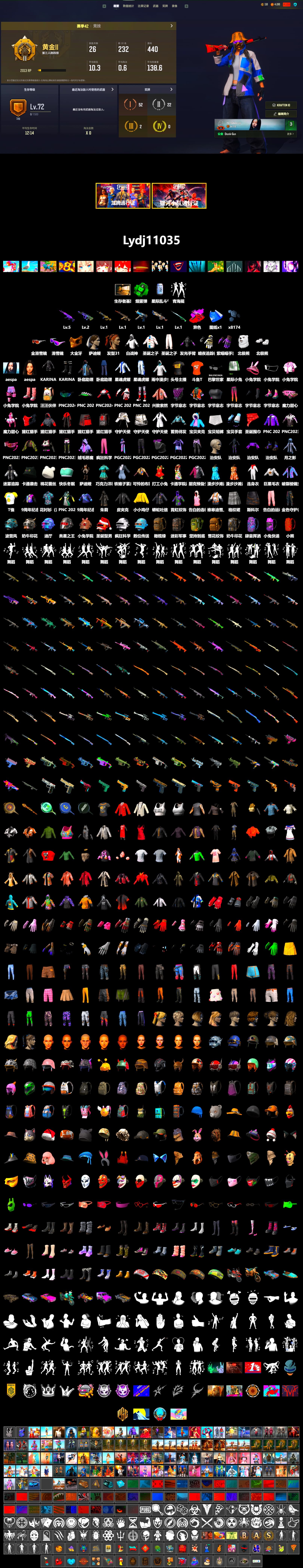 Emerald Smoke Grenade, Snow Glasses, PGC 2021 Contingent Chaos Mask, Aespa, Polar Bear Feet, StreamerOne, Festive Gloves (Red), DOUYU T-shirt - 2