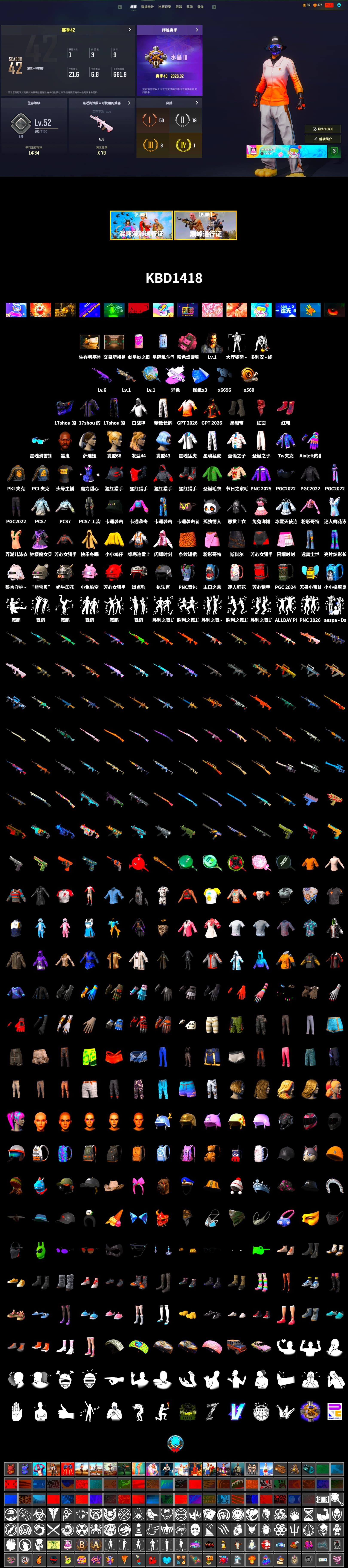 Medusa — Beryl M762 (Gray Purple), Pink Smoke Grenade, Hi-top Trainers (Red), Duncan's Infiltrator Handwraps, Jonathan Kamau, PLAYERUNKNOWN's Bandana, Heavy Fur Coat (Black), Pubg X Newjeans, XingHun's Tiger Strike Jacket, XingHun's Tiger Strike Pants, PKL 2019 Phase 2 Jacket, Exquisite Pants, StreamerOne - 2