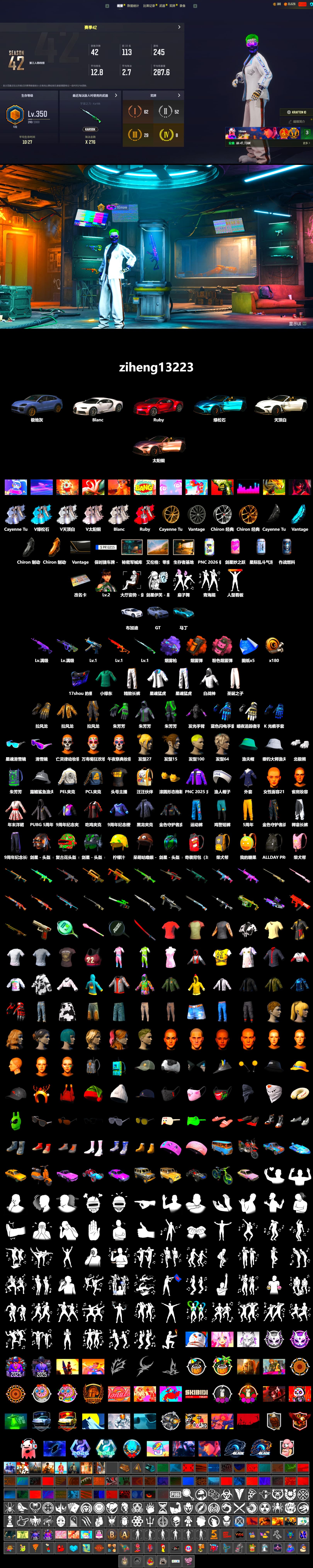 Orange Smoke Grenade, Pink Smoke Grenade, Purple Magical Mist — M79, «Cayenne Turbo GT» SUV, «Chiron» Sports Car, «V12 Vantage Roadster (Luxe)» Sports Car, Snow Glasses, Polar Bear Feet, PEL 2019 Phase 2 Jacket, XingHun's Tiger Strike Jacket, XingHun's Tiger Strike Pants, Exquisite Pants, Sha Wujing's Shorts, StreamerOne, Blue Thunder Gloves - 2