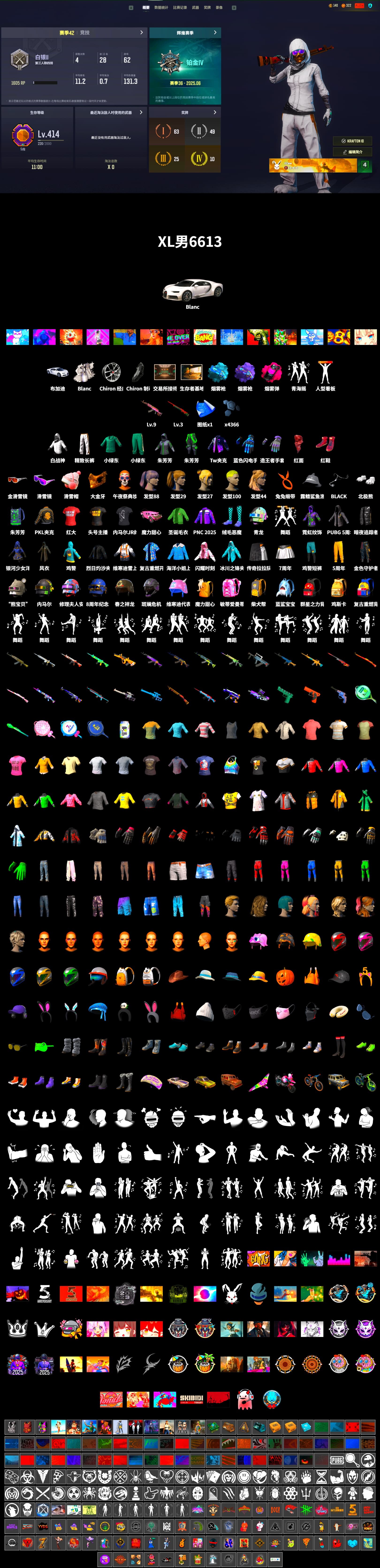 Magenta Smoke Grenade, Purple Magical Mist — M79, Blue Magical Mist — M79, Hi-top Trainers (Red), «Chiron» Sports Car, Snow Glasses, PGC 2021 Contingent Chaos Mask, PLAYERUNKNOWN's Bandana, Heavy Fur Coat (Black), Polar Bear Feet, Harley Quinn's Hair, PKL 2019 Phase 2 Jacket, Exquisite Pants, Sha Wujing's Shorts, StreamerOne, Training Jacket (Green), Full Autumn — M416, Blue Thunder Gloves - 2