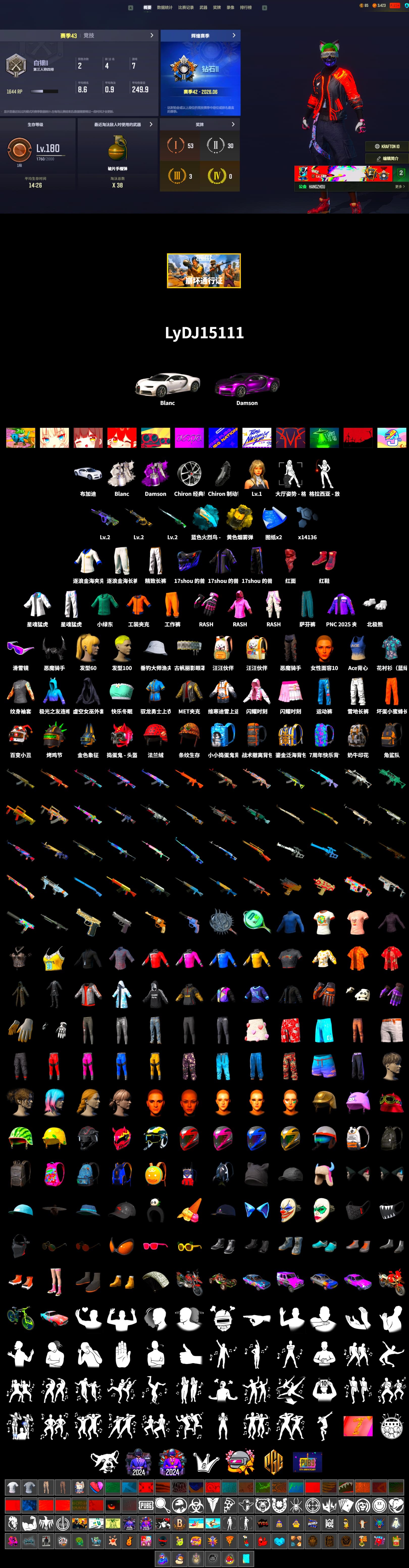 Yellow Smoke Grenade, Hi-top Trainers (Red), «Chiron» Sports Car, Snow Glasses, Demon Biker Horns, PLAYERUNKNOWN's Bandana, Heavy Fur Coat (Black), Rash Beixli Xtra Tough Jacket, Polar Bear Feet, Rash Beixli Xtra Tough Jacket, XingHun's Tiger Strike Jacket, XingHun's Tiger Strike Pants, Exquisite Pants, MET Asia Series Distressed Jeans - 2