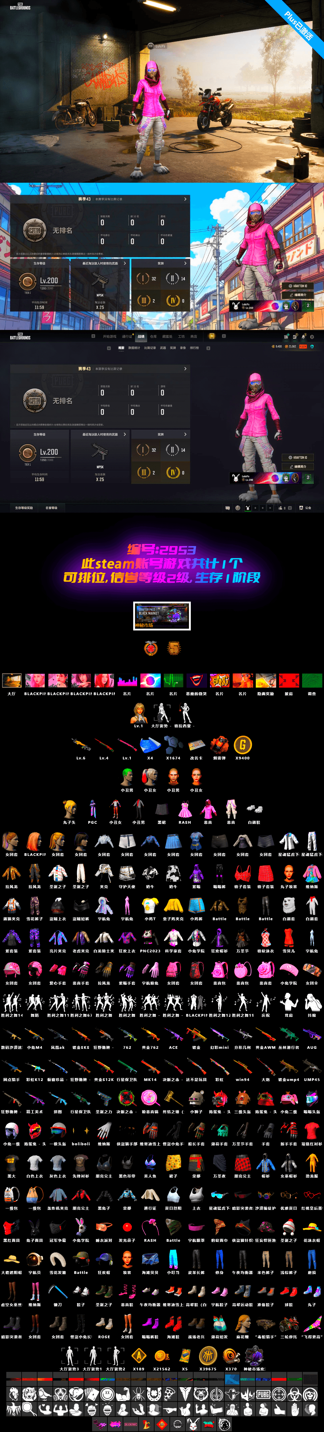 Bunny Patrol — Mk12, Sun Wukong — M24, Midnight Menace — Kar98k, Rash Beixli Xtra Tough Jacket, Rash Beixli Xtra Tough Jacket, The Joker's Hair, Harley Quinn's Hair, Blackpink, Coral Smoke Grenade, Glasya - 2
