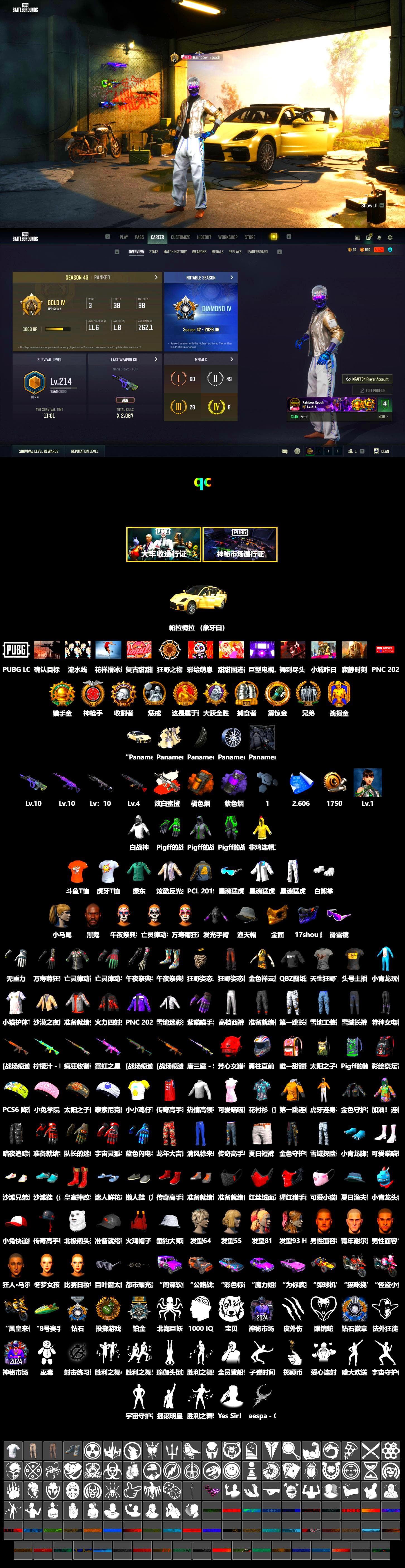 Neon Dream - AUG (White Orange), Purple Smoke Grenade, Orange Smoke Grenade, «Panamera Turbo S» Sedan, Jonathan Kamau, Snow Glasses, PGC 2021 Contingent Chaos Mask, Polar Bear Feet, Harley Quinn's Hair, XingHun's Tiger Strike Jacket, XingHun's Tiger Strike Pants, StreamerOne, Blue Thunder Gloves, HUYA T-shirt, DOUYU T-shirt - 2