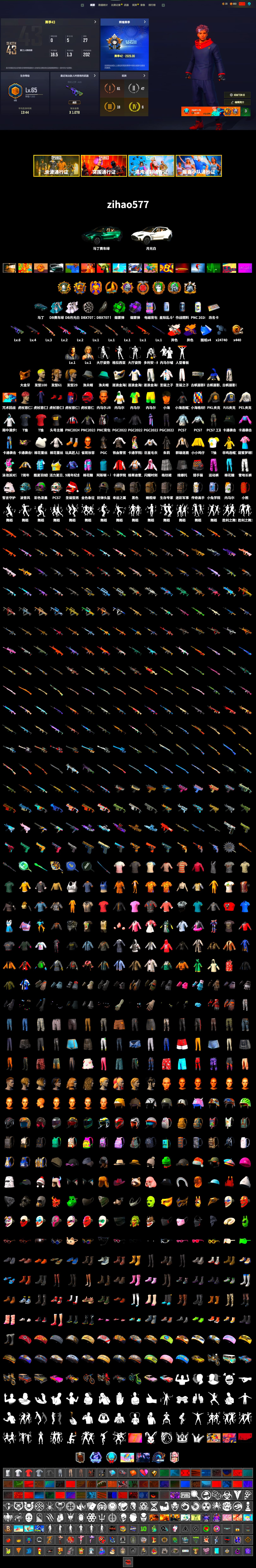 Rest in Pink — Dragunov [3], Neon Dream - AUG (White Orange), No Signal — M416 (Yellow Black), Purple Smoke Grenade, Emerald Smoke Grenade, «DBX707» SUV, PGC 2021 Contingent Chaos Mask, Harley Quinn's Hair, PEL 2019 Phase 2 Jacket, PJS 2019 Phase 2 Jacket, PKL 2019 Phase 2 Jacket, «DBX707» SUV, StreamerOne, Full Autumn — M416, Esports Chicken Dinner Shirt - 2