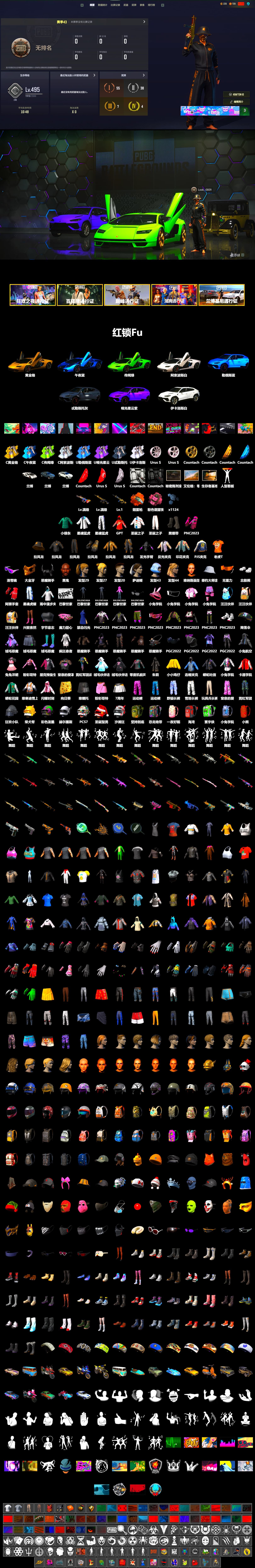 Pink Smoke Grenade, Orange Fog of Fury — M79, Duncan's Infiltrator Handwraps, «Countach LPI 800-4» Sports Car, «Urus S» SUV, Jonathan Kamau, Snow Glasses, PGC 2021 Contingent Chaos Mask, Demon Biker Horns, Polar Bear Feet, Harley Quinn's Hair, XingHun's Tiger Strike Jacket, XingHun's Tiger Strike Pants, PJS 2019 Phase 2 Jacket, Sideshow Bear Feet, Full Autumn — M416, Diva Glasses (White) - 2