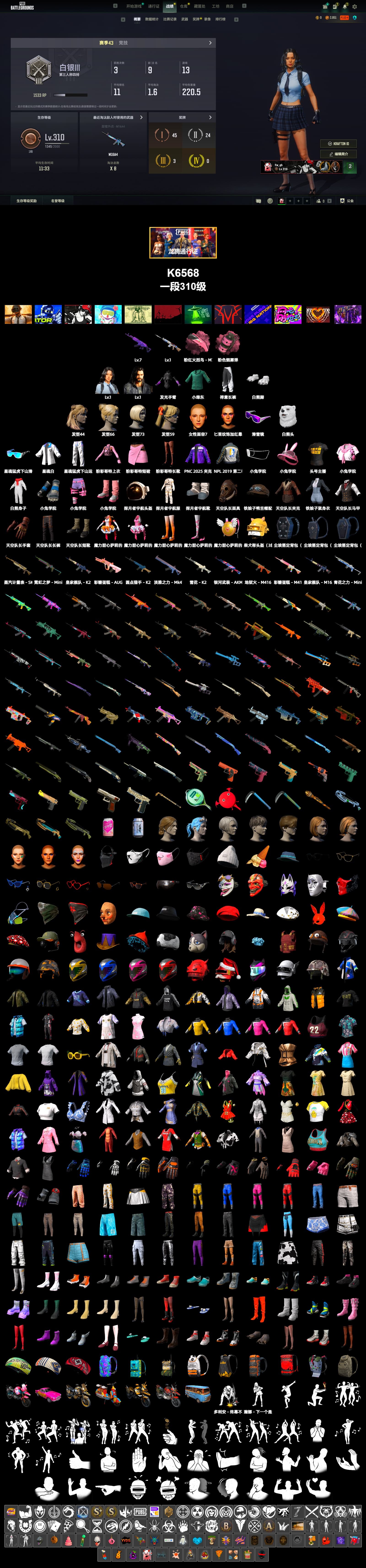 Pink Smoke Grenade, Snow Glasses, Polar Bear Feet, XingHun's Tiger Strike Jacket, XingHun's Tiger Strike Pants, NPL 2019 Phase 2 Jacket, Sha Wujing's Shorts, StreamerOne - 2