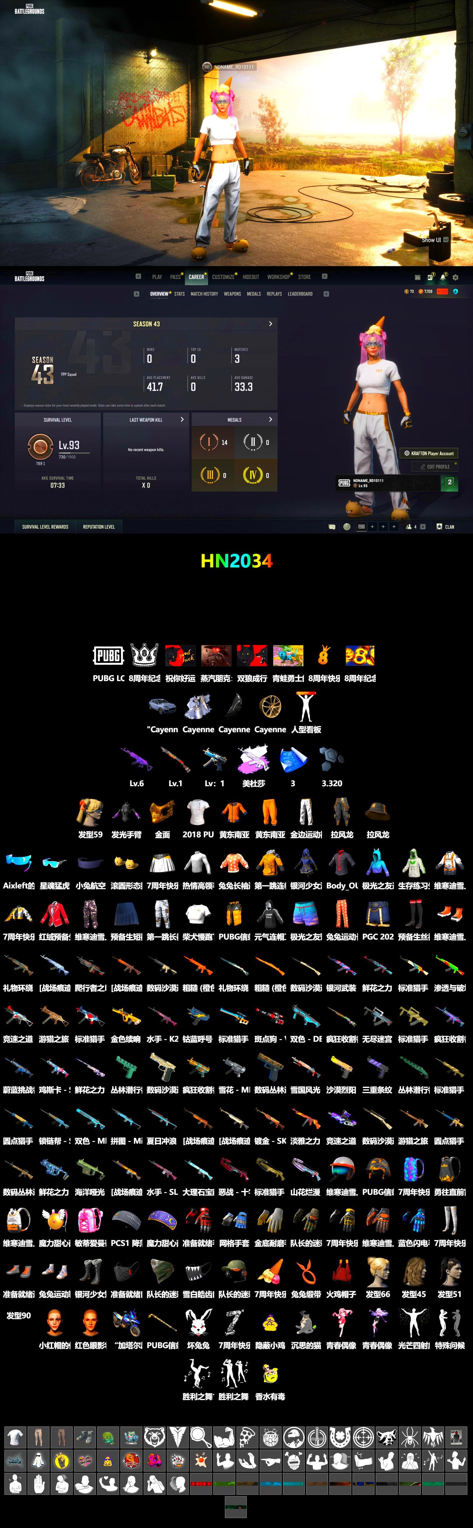 Medusa — Beryl M762 (Gray Purple), «Cayenne Turbo GT» SUV, PGC 2021 Contingent Chaos Mask, Blue Thunder Gloves, 2018 PUBG ALL-STAR T-shirt (Korean) - 2