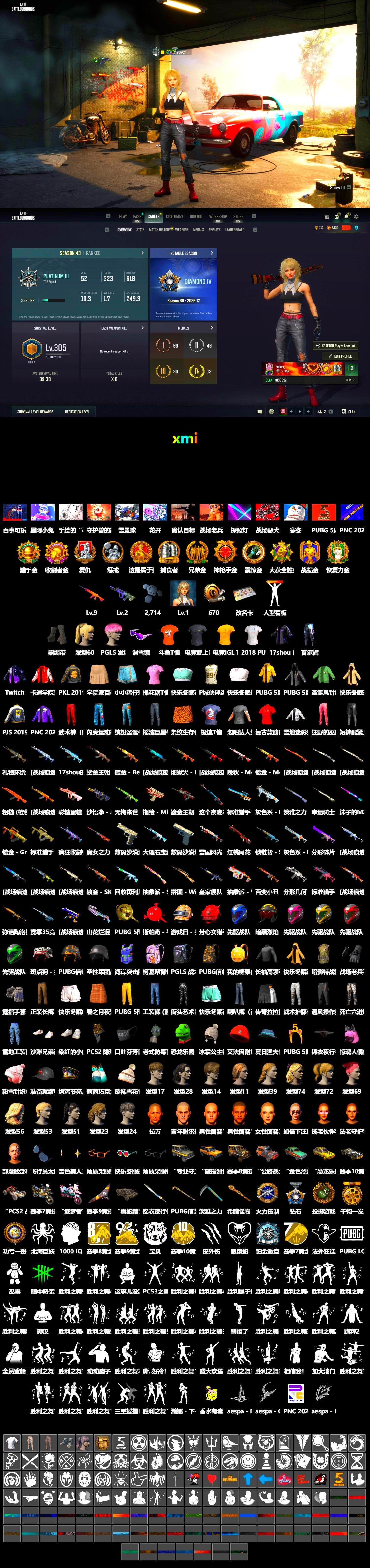 Duncan's Infiltrator Handwraps, Snow Glasses, PJS 2019 Phase 2 Jacket, PKL 2019 Phase 2 Jacket, Full Autumn — M416, Gold Plate — M416, 17SHOU's Beryl M762, MOZZ's M24, 2018 PUBG ALL-STAR T-shirt (Korean), DOUYU T-shirt, Esports IGL Shirt, Esports Chicken Dinner Shirt, Hanna - 2