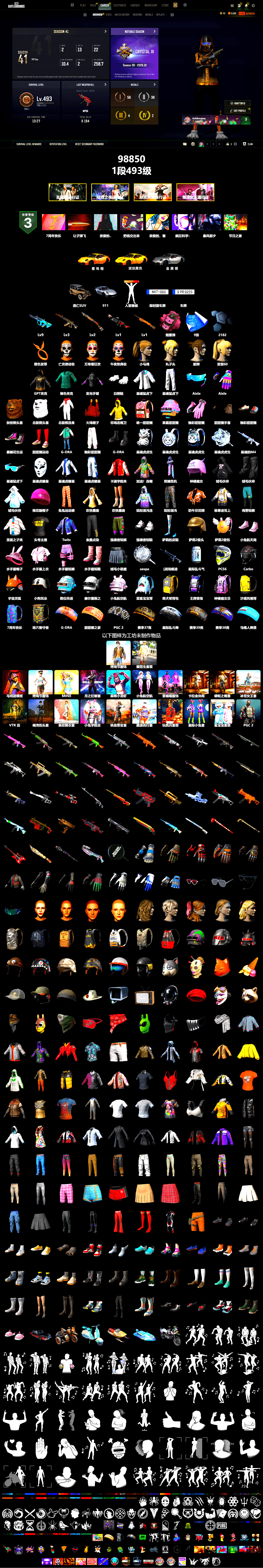 Pink Smoke Grenade, «911 Carrera GTS» Sports Car, Polar Bear Feet, Harley Quinn's Hair, XingHun's Tiger Strike Jacket, XingHun's Tiger Strike Pants, Sha Wujing's Shorts, StreamerOne, DOUYU T-shirt - 2