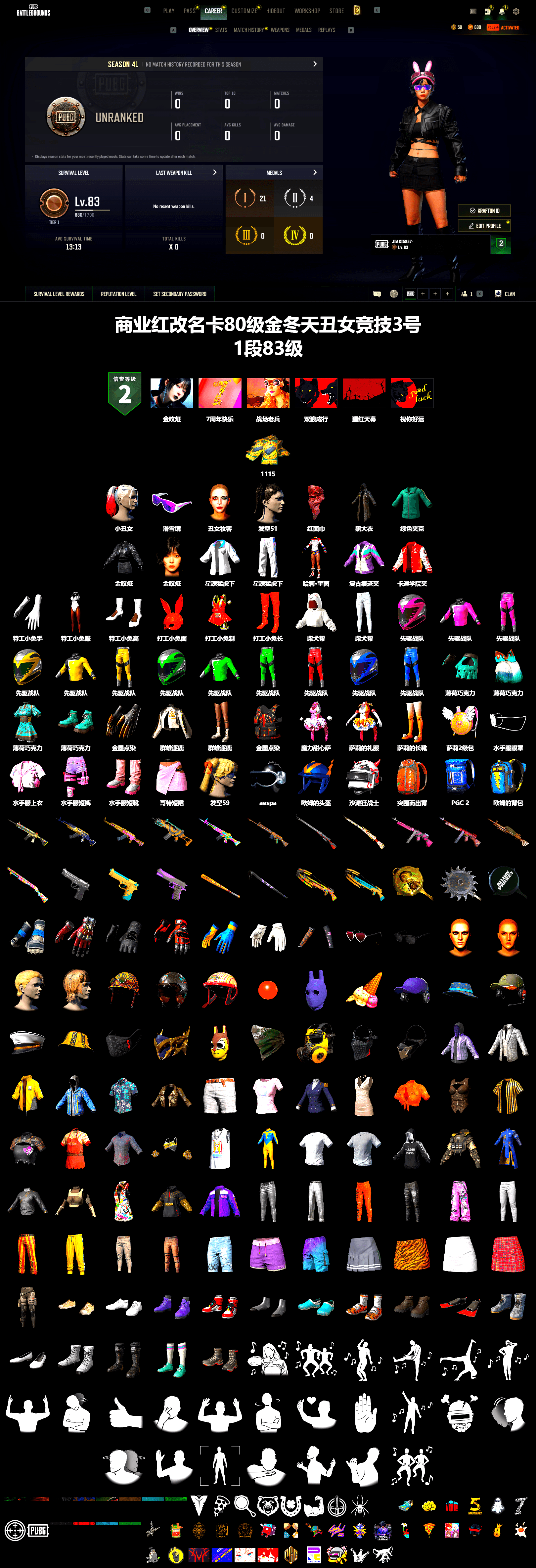 Harley Quinn's Hair, Snow Glasses, PLAYERUNKNOWN's Bandana, Heavy Fur Coat (Black), aespa Stage, Harley Quinn's Makeup, XingHun's Tiger Strike Jacket, XingHun's Tiger Strike Pants, aespa WINTER - 2