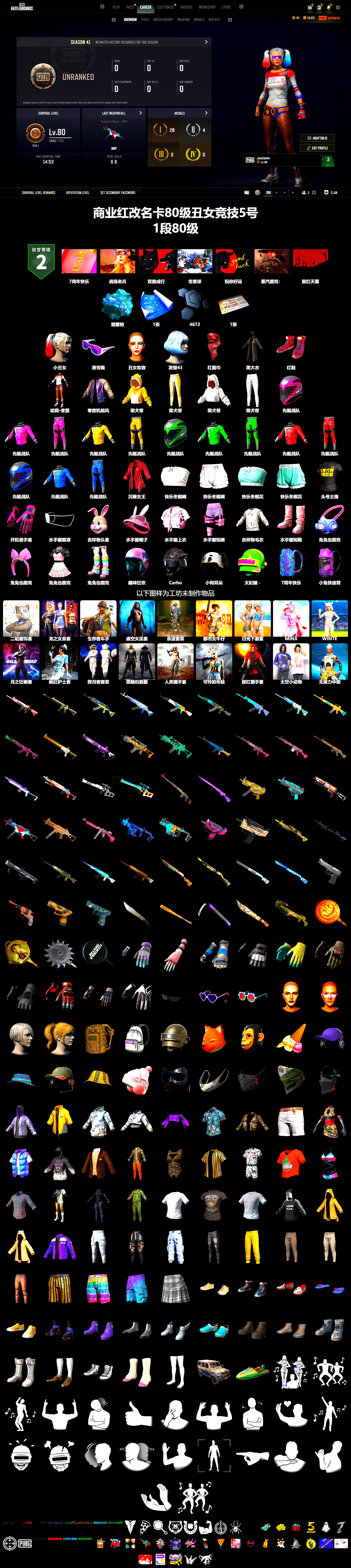 Blue Magical Mist — M79, Hi-top Trainers (Red), Harley Quinn's Hair, Snow Glasses, PLAYERUNKNOWN's Bandana, Heavy Fur Coat (Black), Harley Quinn's Makeup, StreamerOne, Full Autumn — M416 - 2