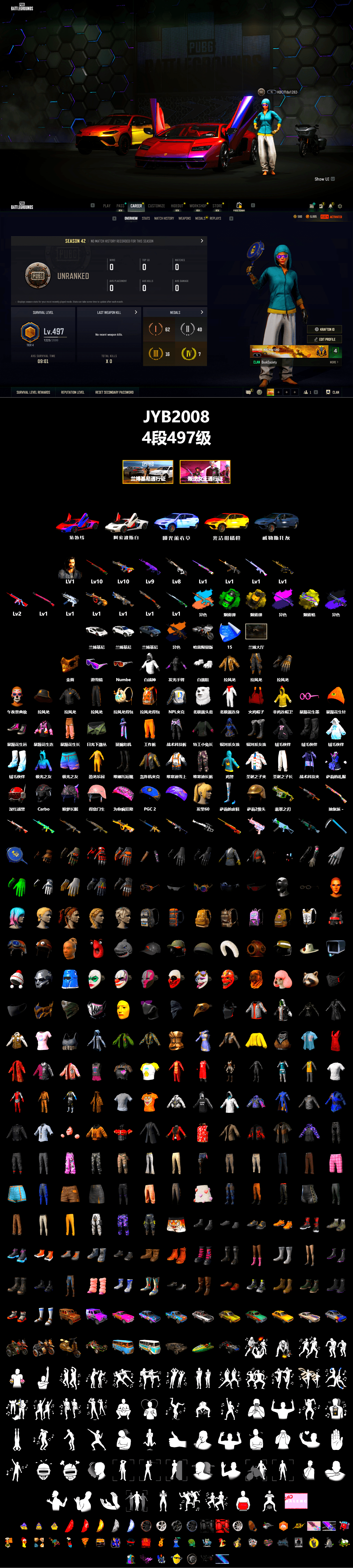 Emerald Smoke Grenade, Yellow Smoke Grenade, Yellow Fog of Fury — M79, «Countach LPI 800-4» Sports Car, Snow Glasses, PGC 2021 Contingent Chaos Mask, Polar Bear Feet, NPL 2019 Phase 2 Jacket, Full Autumn — M416 - 2