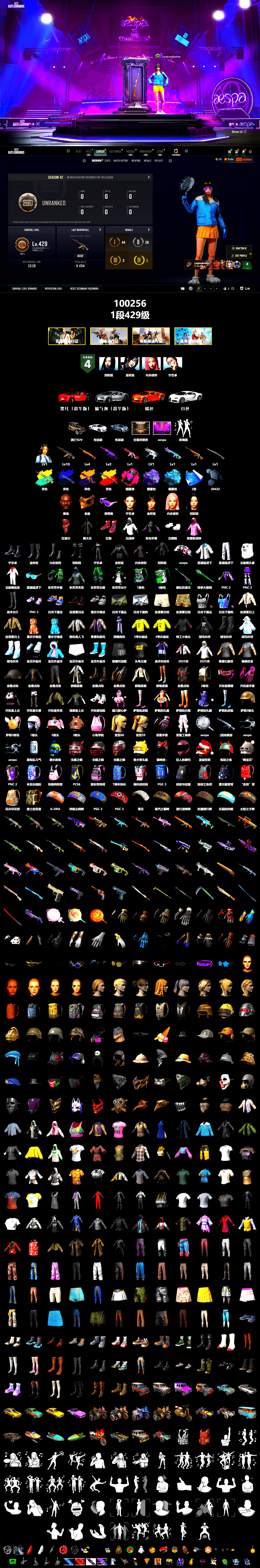 Final Serenade — M24 (Blue Black), No Signal — M416 (Yellow Black), Magenta Smoke Grenade, Purple Magical Mist — M79, Blue Magical Mist — M79, Hi-top Trainers (Red), «Chiron» Sports Car, Jonathan Kamau, Snow Glasses, PGC 2021 Contingent Chaos Mask, PLAYERUNKNOWN's Bandana, Heavy Fur Coat (Black), Polar Bear Feet, Rash Beixli Xtra Tough Jacket, Aespa, Rash Beixli Xtra Tough Jacket, XingHun's Tiger Strike Jacket, XingHun's Tiger Strike Pants, StreamerOne, GPT 2025 Four Angry Men Jacket, Blue Thunder Gloves, HUYA T-shirt - 2