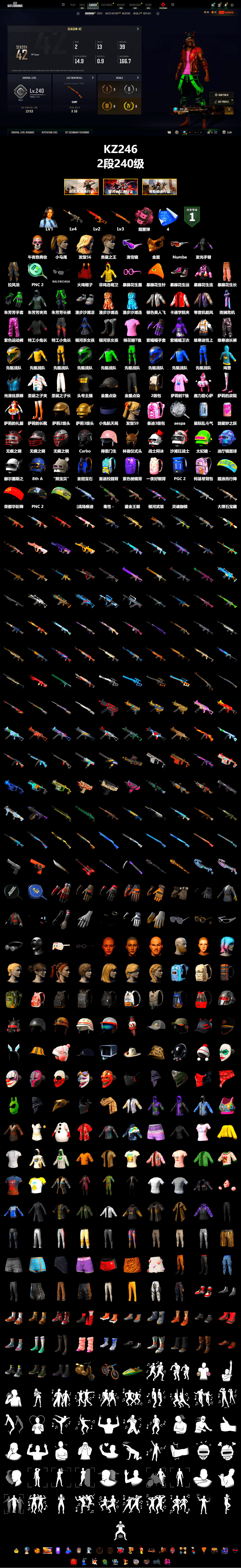 Pink Smoke Grenade, Snow Glasses, PGC 2021 Contingent Chaos Mask, Harley Quinn's Hair, StreamerOne, 2018 PUBG ALL-STAR T-shirt (Korean) - 2