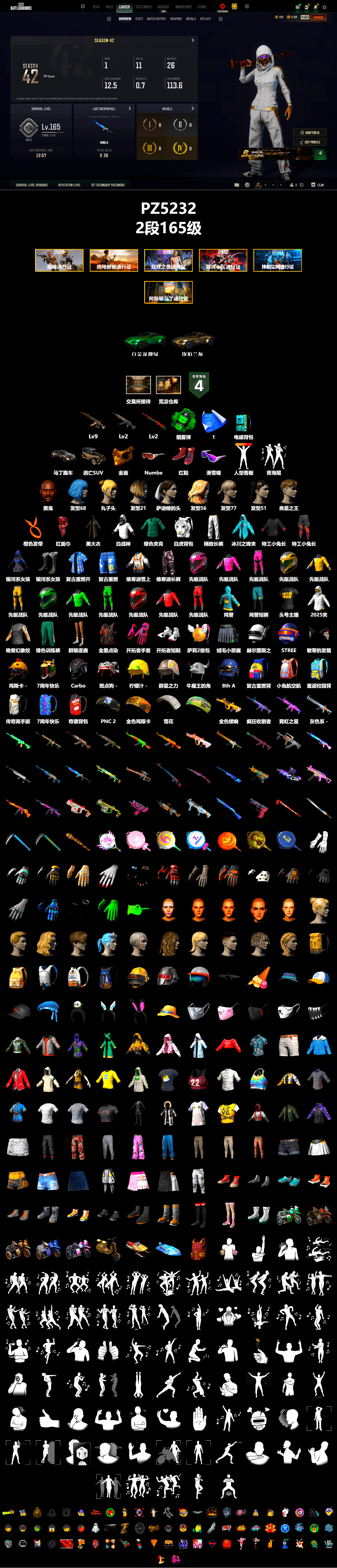 Emerald Smoke Grenade, Hi-top Trainers (Red), «V12 Vantage Roadster» Sports Car, Jonathan Kamau, Snow Glasses, PGC 2021 Contingent Chaos Mask, PLAYERUNKNOWN's Bandana, Heavy Fur Coat (Black), Exquisite Pants, Sha Wujing's Shorts, StreamerOne, GPT 2025 Four Angry Men Jacket, Training Jacket (Green), Blue Thunder Gloves - 2