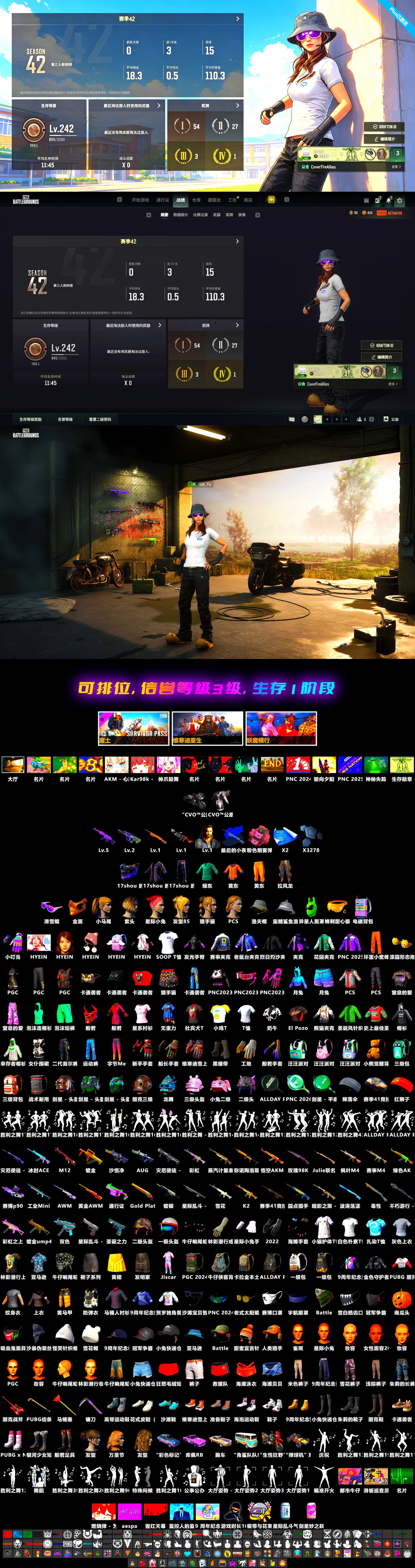 Final Serenade — M24 (Blue Black), Medusa — Beryl M762, Neon Dream — AUG, Pubg X Newjeans, PGC 2021 Contingent Chaos Mask, Snow Glasses, Harley Quinn's Hair, Aespa, Final Serenade — M24 - 2