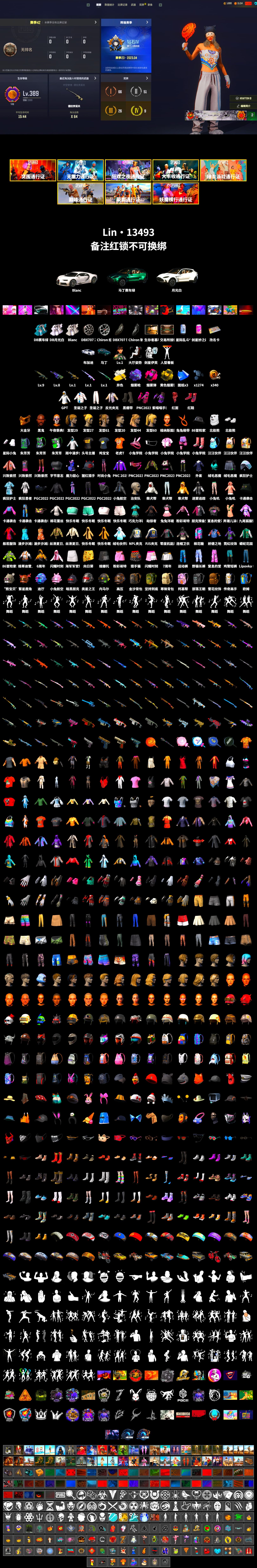 Cosmic Caliber - Kar98k (White Yellow), Magenta Smoke Grenade, Purple Magical Mist — M79, Hi-top Trainers (Red), Duncan's Infiltrator Handwraps, «Chiron» Sports Car, «DBX707» SUV, Jonathan Kamau, PGC 2021 Contingent Chaos Mask, PLAYERUNKNOWN's Bandana, Heavy Fur Coat (Black), Polar Bear Feet, Harley Quinn's Hair, NPL 2019 Phase 2 Jacket, PJS 2019 Phase 2 Jacket, Sha Wujing's Shorts, StreamerOne, GPT 2025 Four Angry Men Jacket, «DBX707» SUV - 2