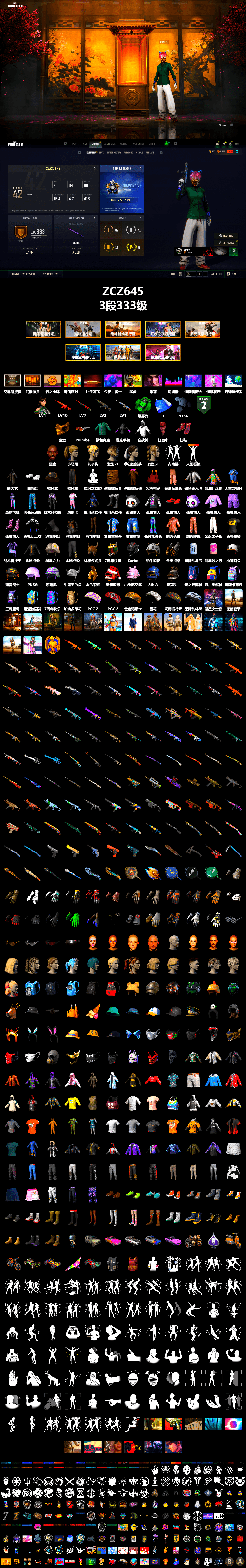 Emerald Smoke Grenade, Hi-top Trainers (Red), Jonathan Kamau, PGC 2021 Contingent Chaos Mask, PLAYERUNKNOWN's Bandana, Heavy Fur Coat (Black), Polar Bear Feet, Harley Quinn's Hair, StreamerOne, DOUYU T-shirt, Sideshow Bear Feet - 2