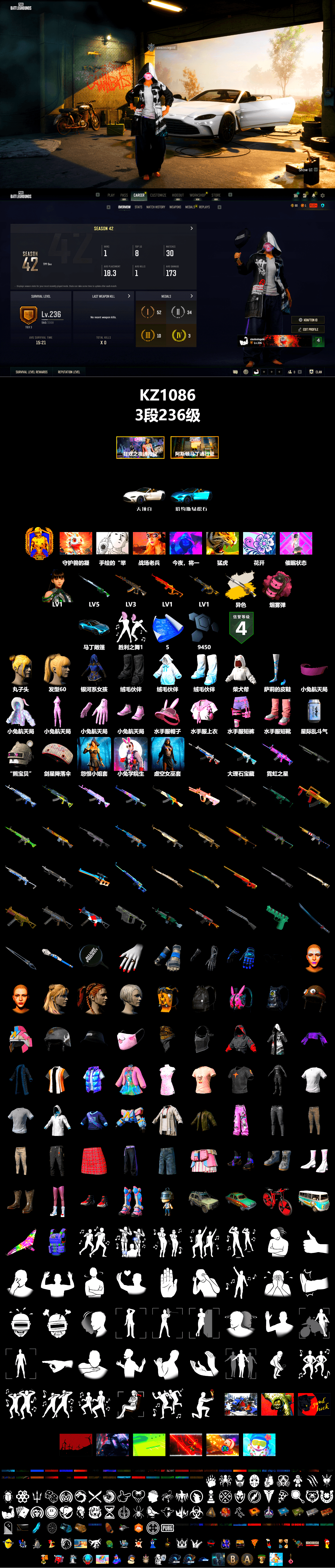 Cosmic Caliber - Kar98k (White Yellow), Pink Smoke Grenade, «V12 Vantage Roadster (Luxe)» Sports Car - 2
