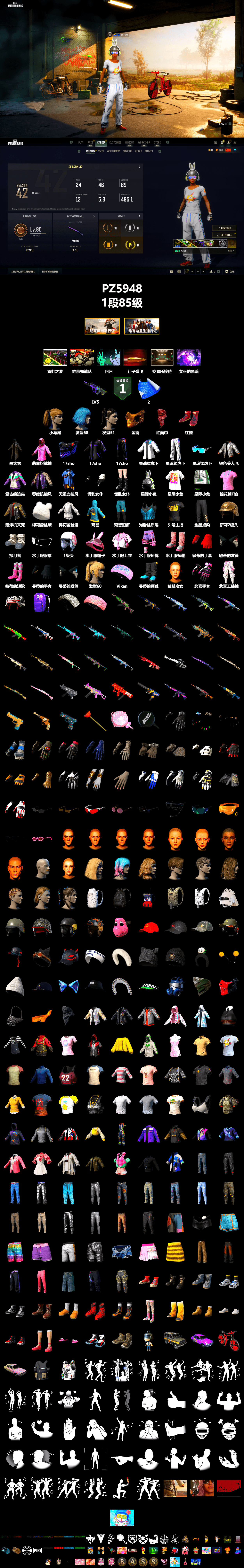 Hi-top Trainers (Red), PGC 2021 Contingent Chaos Mask, PLAYERUNKNOWN's Bandana, Heavy Fur Coat (Black), Rash Beixli Xtra Tough Jacket, Harley Quinn's Hair, Rash Beixli Xtra Tough Jacket, XingHun's Tiger Strike Jacket, XingHun's Tiger Strike Pants, Sha Wujing's Shorts, StreamerOne, HUYA T-shirt - 2