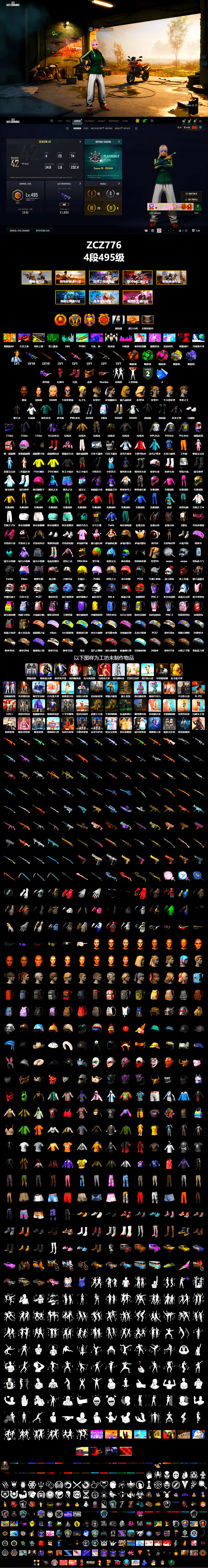 Orange Smoke Grenade, Emerald Smoke Grenade, Magenta Smoke Grenade, Yellow Fog of Fury — M79, Purple Magical Mist — M79, Hi-top Trainers (Red), Jonathan Kamau, Snow Glasses, PGC 2021 Contingent Chaos Mask, PLAYERUNKNOWN's Bandana, Heavy Fur Coat (Black), Pubg X Newjeans, Aespa, Polar Bear Feet, PML 2019 Phase 2 Jacket, NPL 2019 Phase 2 Jacket, PJS 2019 Phase 2 Jacket, Sha Wujing's Shorts, StreamerOne, Training Jacket (Green), Full Autumn — M416, Festive Gloves (Red), «Chiron» Sports Car - 2