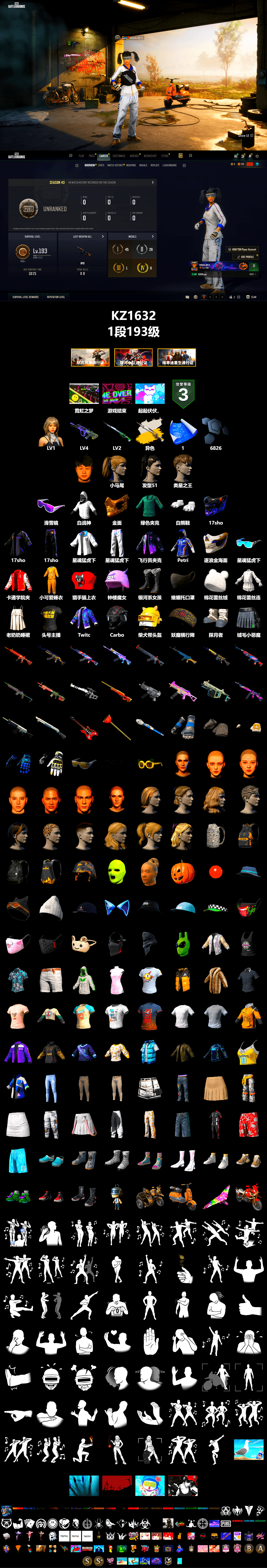 Cosmic Caliber - Kar98k (White Yellow), Snow Glasses, PGC 2021 Contingent Chaos Mask, Polar Bear Feet, Harley Quinn's Hair, XingHun's Tiger Strike Jacket, XingHun's Tiger Strike Pants, StreamerOne, HUYA T-shirt, Heavy Fur Coat (Black) - 2