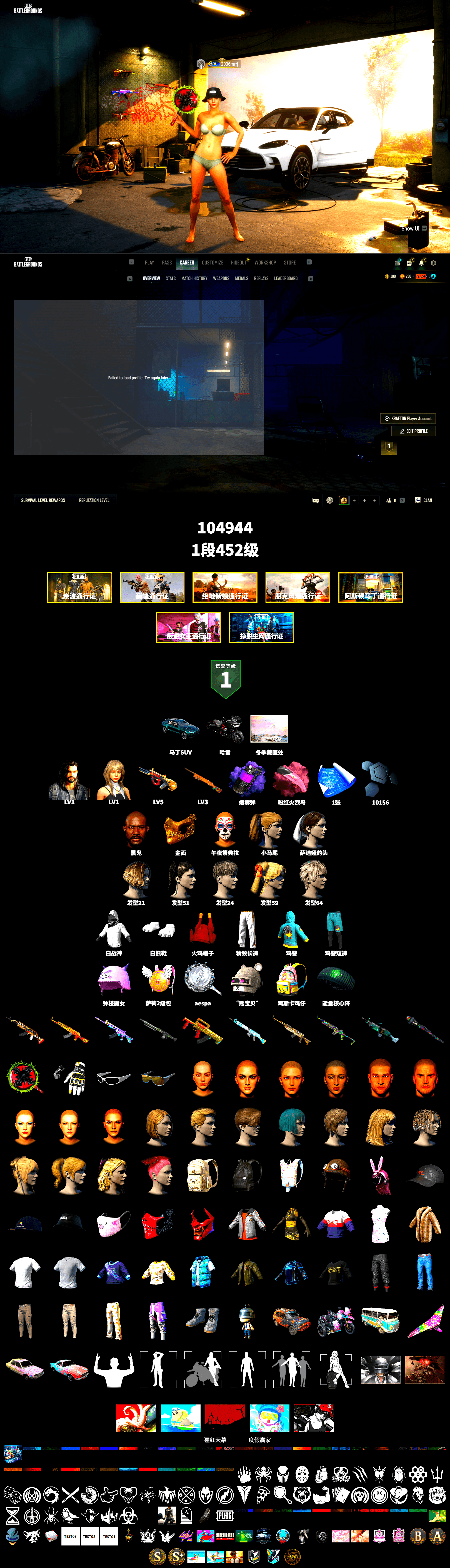 Purple Smoke Grenade, «DBX707» SUV, Jonathan Kamau, PGC 2021 Contingent Chaos Mask, Polar Bear Feet, Harley Quinn's Hair, «DBX707» SUV, Exquisite Pants, Sha Wujing's Shorts, GLL Grand Slam Sweatshirt, Heavy Fur Coat (Black) - 2