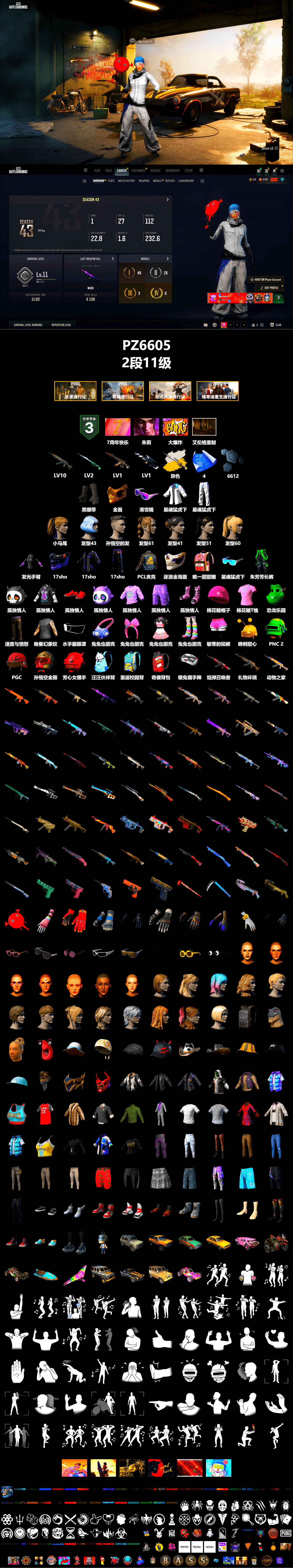 Cosmic Caliber - Kar98k (White Yellow), Duncan's Infiltrator Handwraps, Snow Glasses, PGC 2021 Contingent Chaos Mask, Harley Quinn's Hair, XingHun's Tiger Strike Jacket, XingHun's Tiger Strike Pants, Heavy Fur Coat (Black) - 2