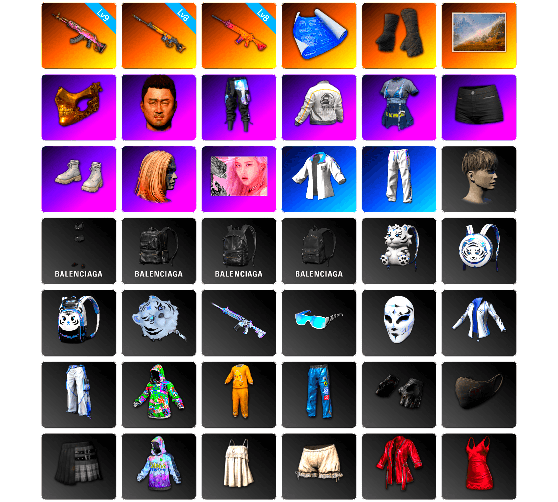 Duncan's Infiltrator Handwraps, PGC 2021 Contingent Chaos Mask, PEL 2019 Phase 2 Jacket, XingHun's Tiger Strike Jacket, XingHun's Tiger Strike Pants, XingHun's Tiger Strike Snow Glasses, Shark Bite - Kar98k, MinORu's Mini14, Crash Test Handwraps, Grizz's Mask - 1