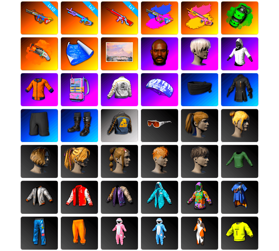 Emerald Smoke Grenade, Orange Fog of Fury — M79, Winter Hideout, Jonathan Kamau, 9S's Hairstyle, WackyJacky101's Jacket, Work Jacket, Harley Quinn's Hair, PEL 2019 Phase 2 Jacket, Parachute, PCL 2019 Phase 2 Jacket, XiongDi Hoodie, MET Asia Series Bomber Jacket, StreamerOne, Winner Winner Chicken Dinner T-Shirt (Red), Grizz's Mask, GLL Grand Slam Sweatshirt, DOUYU T-shirt, Sideshow Bear Feet - 1