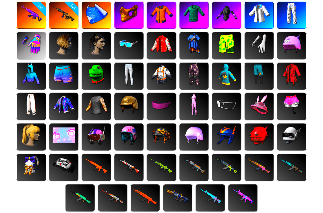 PGC 2021 Contingent Chaos Mask, Work Jacket, Bunny Academy Sailor Gloves, XingHun's Tiger Strike Jacket, XingHun's Tiger Strike Pants, Aixleft's Gaming Streamer Hoodie, XingHun's Tiger Strike Snow Glasses, Jijing's Shorts, Full Autumn — M416, Tactical Gloves, Grizz's Mask, 2018 PUBG ALL-STAR T-shirt (Korean) - 1