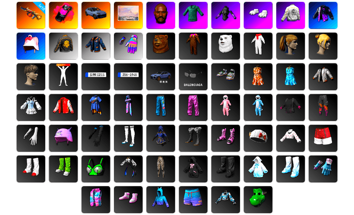 Magenta Smoke Grenade, «Cayenne Turbo GT» SUV, Jonathan Kamau, Polar Bear Feet, Harley Quinn's Hair, PEL 2019 Phase 2 Jacket, PKL 2019 Phase 2 Jacket, StreamerOne, Full Autumn — M416, Sideshow Bear Feet - 1