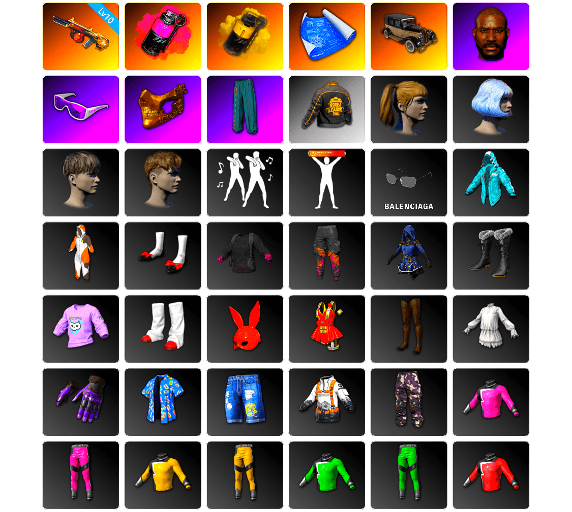 Magenta Smoke Grenade, Yellow Smoke Grenade, Jonathan Kamau, Snow Glasses, PGC 2021 Contingent Chaos Mask, Harley Quinn's Hair, PKL 2019 Phase 2 Jacket, StreamerOne, Full Autumn — M416, MOZZ's M24, Diva Glasses (White) - 1