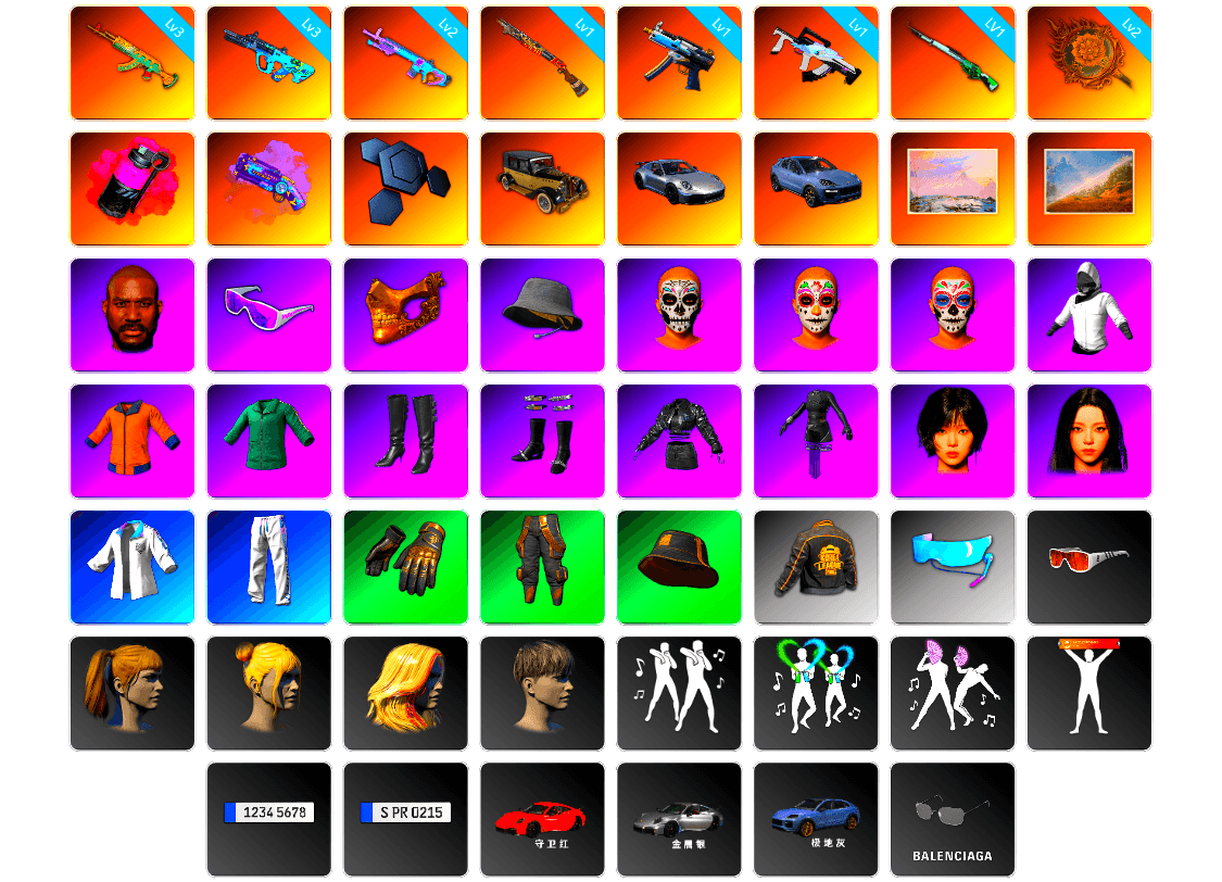 Magenta Smoke Grenade, Purple Magical Mist — M79, «911 Carrera GTS» Sports Car, «Cayenne Turbo GT» SUV, Winter Hideout, Jonathan Kamau, Snow Glasses, PGC 2021 Contingent Chaos Mask, Headset Bucket Hat, WackyJacky101's Jacket, Work Jacket, aespa Stage, Harley Quinn's Hair, Bunny Academy Sailor Gloves, XingHun's Tiger Strike Jacket, XingHun's Tiger Strike Pants, PKL 2019 Phase 2 Jacket, Aixleft's Gaming Streamer Hoodie, Exquisite Pants, XingHun's Tiger Strike Snow Glasses, aespa KARINA, aespa WINTER, Blue Thunder Gloves, GLL Grand Slam Sweatshirt, «Chiron» Sports Car - 1