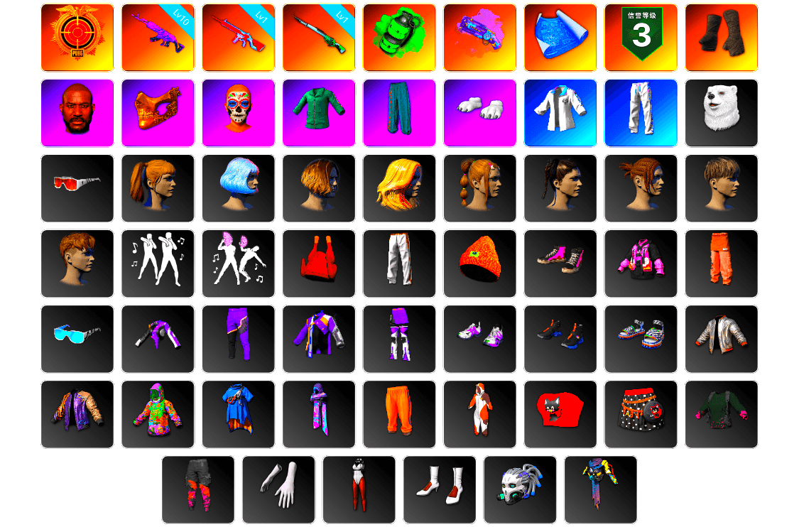 Emerald Smoke Grenade, Purple Magical Mist — M79, Duncan's Infiltrator Handwraps, Jonathan Kamau, PGC 2021 Contingent Chaos Mask, Polar Bear Feet, Harley Quinn's Hair, XingHun's Tiger Strike Jacket, XingHun's Tiger Strike Pants, Exquisite Pants, StreamerOne, Full Autumn — M416, Blue Thunder Gloves - 1