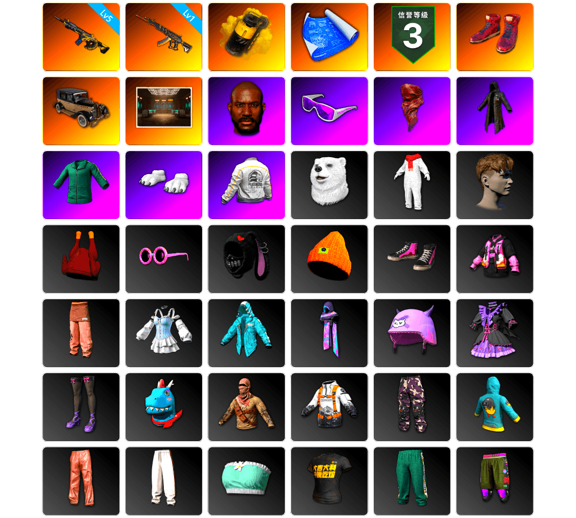 Yellow Smoke Grenade, Hi-top Trainers (Red), Jonathan Kamau, Snow Glasses, PLAYERUNKNOWN's Bandana, Heavy Fur Coat (Black), Polar Bear Feet, PEL 2019 Phase 2 Jacket, StreamerOne, Training Jacket (Green), Blue Thunder Gloves, 2018 PUBG ALL-STAR T-shirt (Korean) - 1