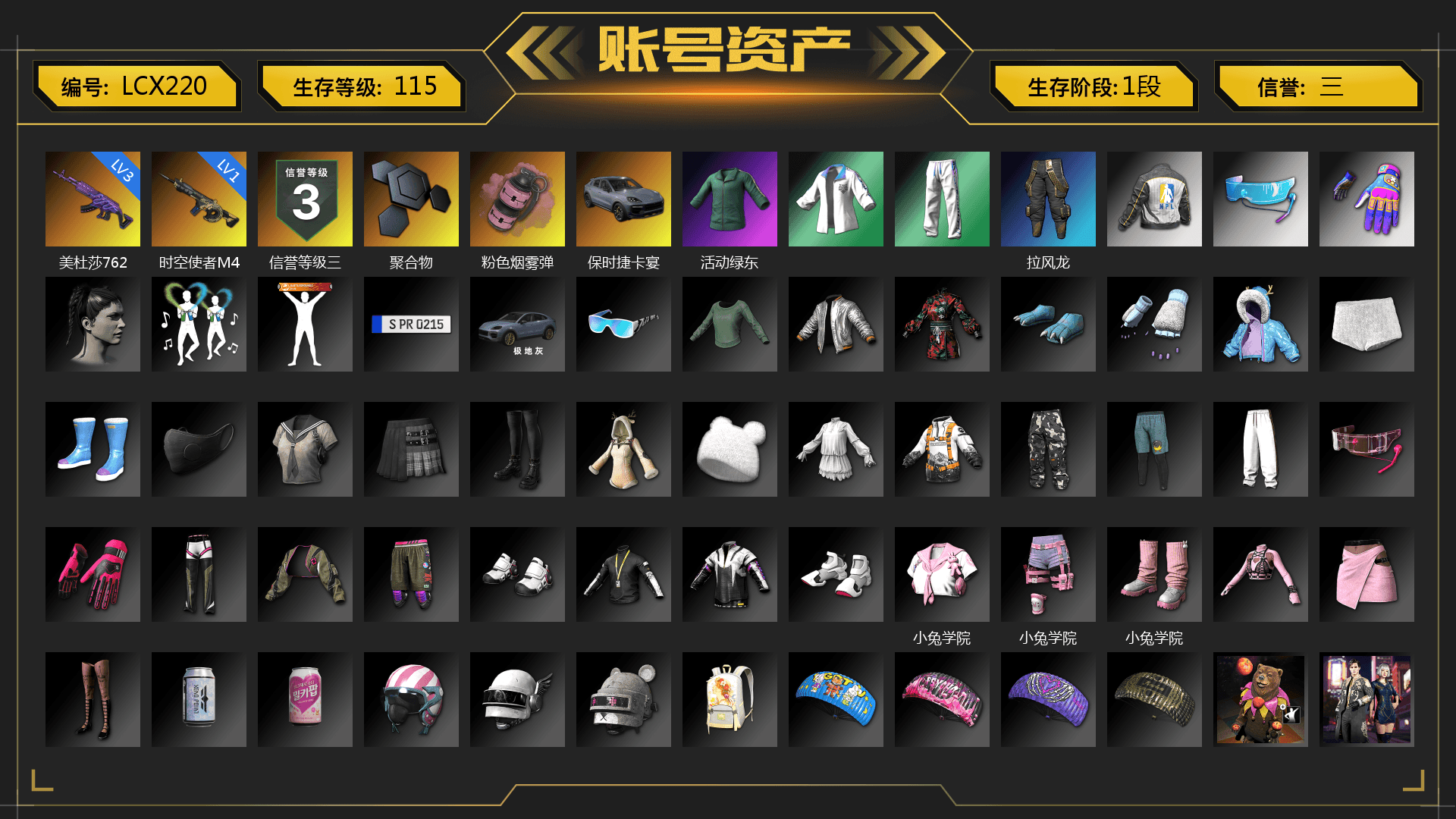 Pink Smoke Grenade, «Cayenne Turbo GT» SUV, XingHun's Tiger Strike Jacket, XingHun's Tiger Strike Pants, NPL 2019 Phase 2 Jacket - 1