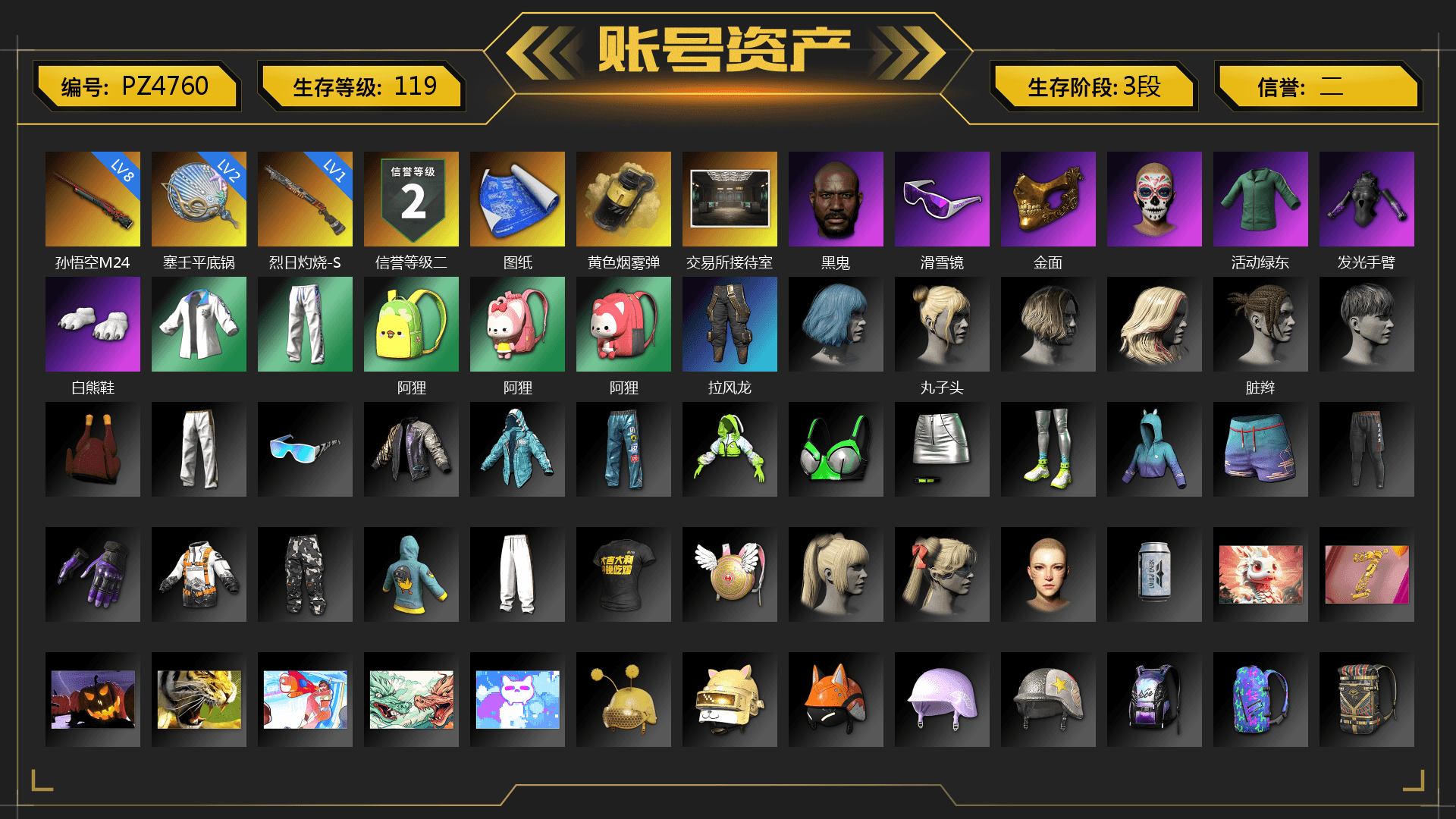 Yellow Smoke Grenade, Jonathan Kamau, Snow Glasses, PGC 2021 Contingent Chaos Mask, Polar Bear Feet, XingHun's Tiger Strike Jacket, XingHun's Tiger Strike Pants, Exquisite Pants, XiongDi Hoodie, StreamerOne, Blue Thunder Gloves, DOUYU T-shirt - 1
