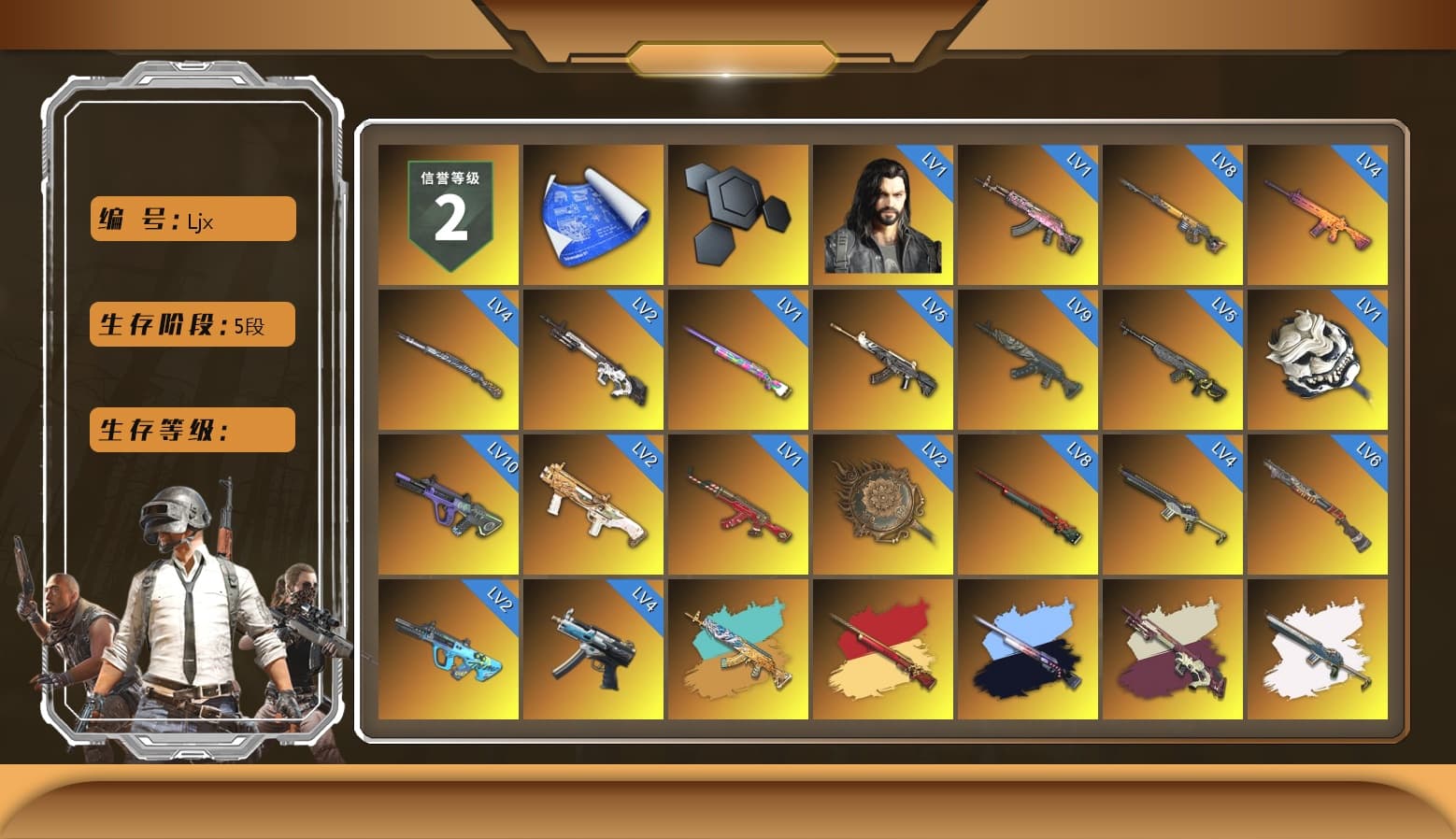 G-DRAGON — AUG (Red), Purple Smoke Grenade, Teal Smoke Grenade, Blue Fog of Fury — M79, Hi-top Trainers (Red), Duncan's Infiltrator Handwraps, Harley Quinn's Hair, The Joker's Hair, «Countach LPI 800-4» Sports Car, «V12 Vantage Roadster» Sports Car, «V12 Vantage Roadster (Luxe)» Sports Car, «DBX707» SUV, Secret Showroom, Winter Hideout, Secret Showroom, Jonathan Kamau, Snow Glasses, 9S's Hairstyle, PGC 2021 Contingent Chaos Mask, Headset Bucket Hat, Demon Biker Horns, Kansas Headband, The Joker's Hair, PLAYERUNKNOWN's Bandana, Heavy Fur Coat (Black), WackyJacky101's Jacket, Work Jacket, Polar Bear Feet, Rash Beixli Xtra Tough Jacket, Harley Quinn's Hair, Bunny Academy Sailor Gloves, Rash Beixli Xtra Tough Jacket, Harley Quinn's Makeup, PUBG X NEWJEANS DANIELLE SET, PUBG x NewJeans HYEIN, XingHun's Tiger Strike Jacket, XingHun's Tiger Strike Pants, NPL 2019 Phase 2 Jacket, PCL 2019 Phase 2 Jacket, PKL 2019 Phase 2 Jacket, Aixleft's Gaming Streamer Hoodie, Sideshow Bear Feet, LINE FRIENDS SALLY SET, XingHun's Tiger Strike Snow Glasses, XiongDi Hoodie, NH-Esports Jacket, Jijing's Shorts, StreamerOne, Parachute, Full Autumn — M416, PGI.S Colorshift — Beryl M762, 17SHOU's Beryl M762, NH-ESPORTS - Beryl M762, MOZZ's M24, Grizz's Mask, MET Asia Series Bomber Jacket, GLL Grand Slam Sweatshirt, HUYA T-shirt, DOUYU T-shirt, «DBX707» SUV - 1